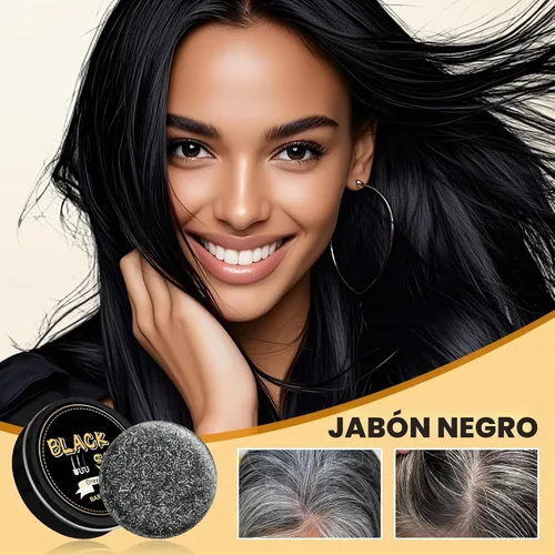 Vista 6 de Atsy Jabón en barra de cabello gris, jabón negro natural para cobertura de cabello gris, barra de champú oscurecimiento con ginseng y sésamo negro