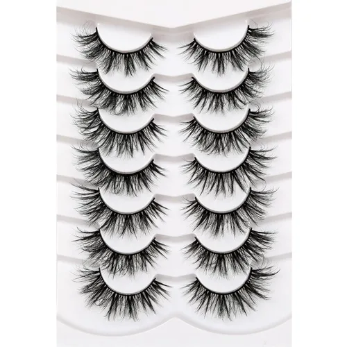 Vista 18 de Pooplunch - Pestañas postizas estilo ojo de gato, extensión de volumen 8D natural, finas, cortas, de visón sintético, tiras de pestañas postizas