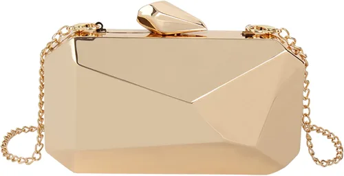 Vista 19 de Reberomantic - Bolso de mano para mujer con patrón de celosía, geométrico, con cadena, tipo clutch para la noche