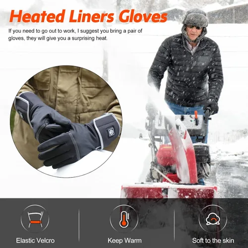 Vista 9 de Guantes calefactables con batería eléctrica recargable, guantes térmicos transpirables para hombres y mujeres, guantes delgados con calefacción