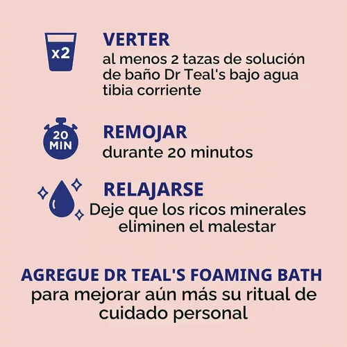 Vista 4 de Dr Teal's Remojo de sal de Epsom pura, terapia de bienestar con romero y menta, 3 libras (paquete de 4)