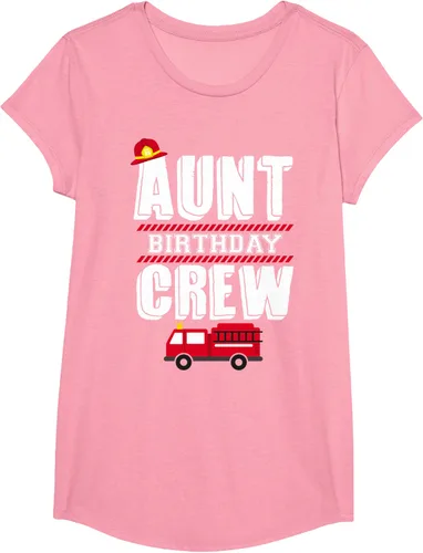 Vista 81 de Aunt Birthday Crew Fire Truck Fireman - Camiseta para fiesta de acogida, Negro, S