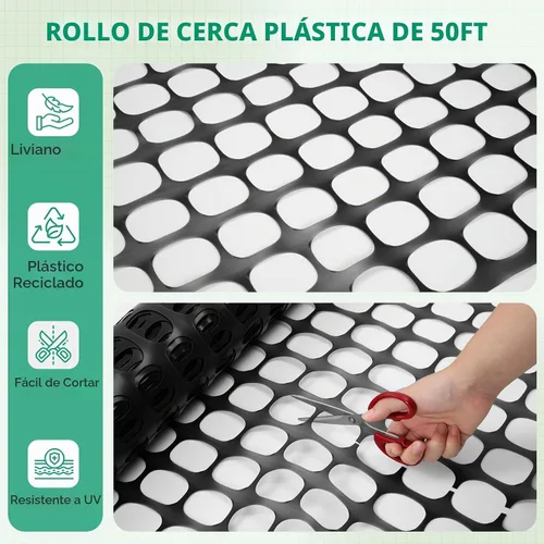 Vista 2 de Ohuhu Valla de seguridad de plástico para jardín de 4'x50'/5.3 libras, color negro