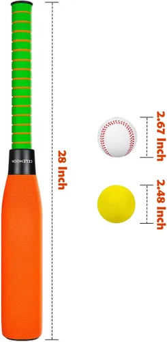 Vista 3 de CeleMoon 22 Inch Soft Foam Kids Baseball Bat Set with Balls Gift Toys for Children Toddlers Boys Girls Age 3-5-8 Outdoor Indoor Sport T Ball Game
