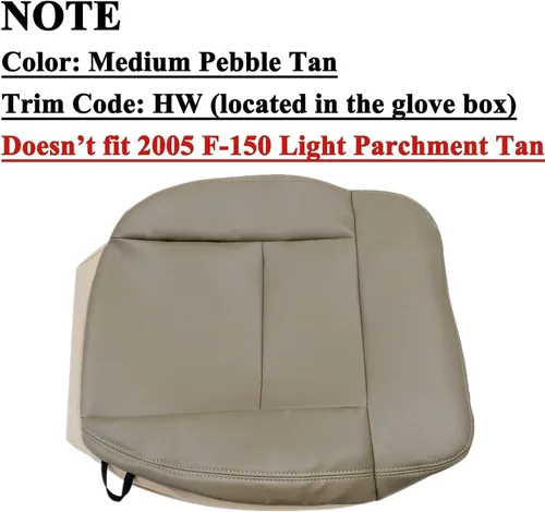 Vista 8 de NLQR Funda de asiento de repuesto inferior del conductor delantero beige tostado HW EW piel de microfibra compatible con Ford F-150 Lariat STX XL