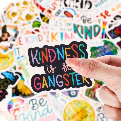 Vista 2 de Tenceur 200 calcomanías con texto en inglés «Be Kindness» con texto en inglés «Be Kindness» («Be Kindness») impermeables con texto en inglés «Be
