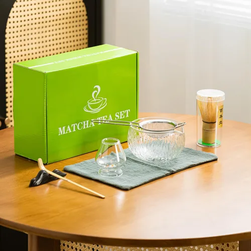 Vista 4 de DWEHIXBUY Juego de té japonés (7 piezas) Juego de batidor Matcha Bowl Matcha con boquilla de vertido Batidor de Matcha de bambú (chasen) Cuchara