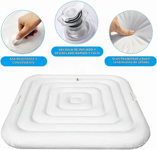 Vista 3 de Cubierta Inflable para Jacuzzi Tapa de Ahorro de Energía para Jacuzzi al Aire Libre, Cubierta Protectora Resistente al Viento e Impermeable