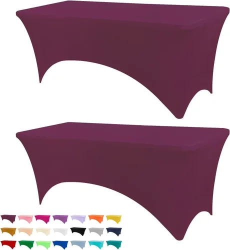 Vista 53 de BDDC - Funda de mesa ajustada de 4 pies, manteles de elastano negros, manteles elásticos lavables y resistentes a las arrugas para eventos, bodas