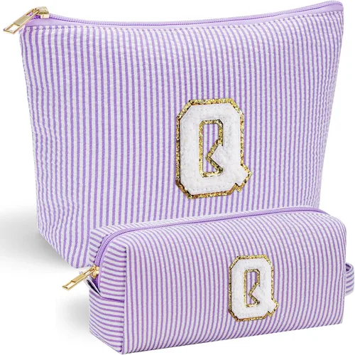 Vista 159 de YOOLIFE Regalos del Día de la Madre para Mujeres, Bolsa de Maquillaje con Iniciales, Bolsa de Maquillaje para Viaje, Bolsa de Maquillaje Negro