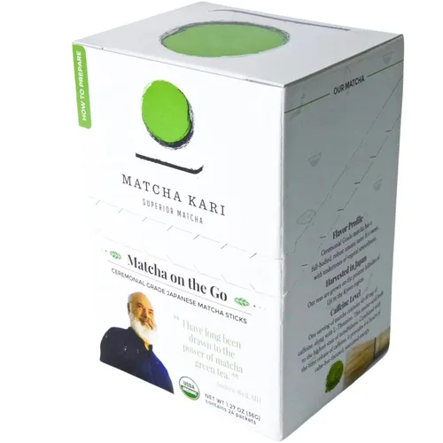 Vista 2 de Matcha Kari Sticks + Barista Tin Bundle – 24 palitos de matcha ceremonial orgánico y lata de grado barista de 1.06 oz, paquetes de una sola porción
