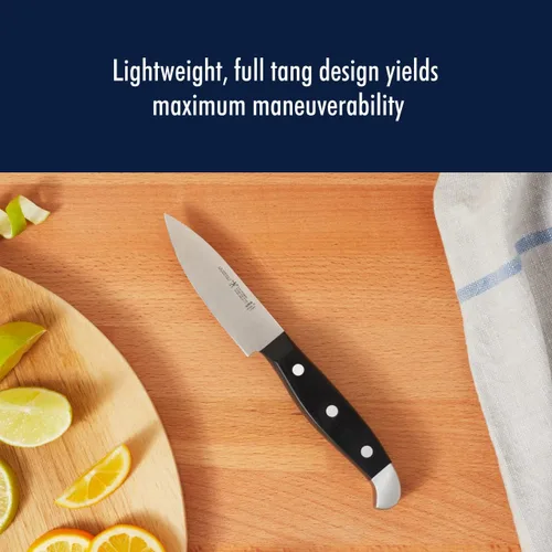 Vista 5 de HENCKELS Cuchillo de chef compacto de 3 pulgadas ultraafilado, diseñado en Alemania con más de 100 años de maestría, color negro/acero inoxidable
