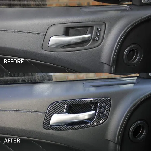 Vista 4 de Crosselec - Cubierta de mango interior de fibra de carbono para puerta para Dodge Charger 2011-2021 / Chrysler 300 2015-2021 Negro