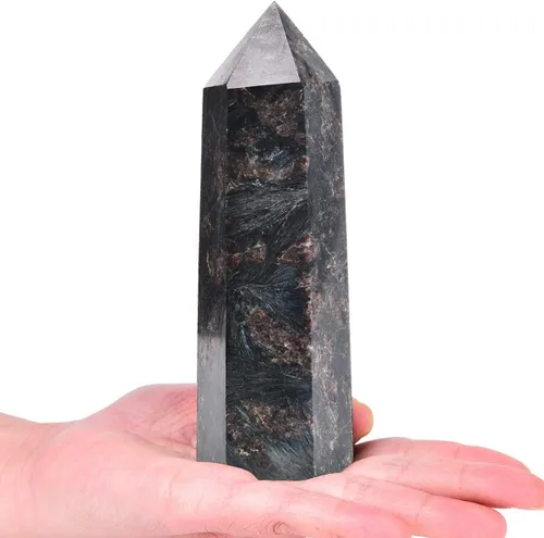 Vista 8 de Torre Obelisco de Piedra de Sangre de África Grande Varita de Punta de Cristal Curativo Natural de 6 Facetas Reiki Meditación Decoración del Hogar
