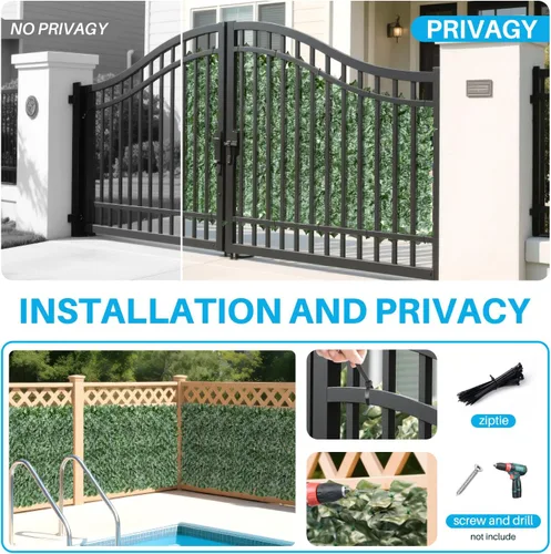 Vista 5 de Patio Paradise Pantalla de Privacidad de Valla de Hiedra Artificial de 3'x2'-1 Pza, Telón de Fondo de Pared de Vegetación Artificial, Paneles