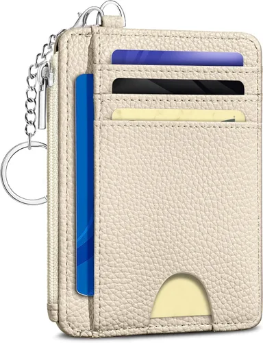 Vista 29 de Kelvoris Tarjetero pequeño para mujer, cartera delgada con bloqueo RFID, llavero con bolsillo para monedas con cremallera, bolsillo frontal