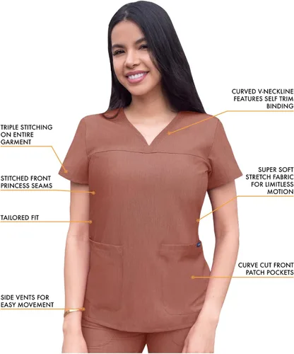 Vista 3 de Adar Pro - Ropa quirúrgica para mujer, camisa con cuello en V