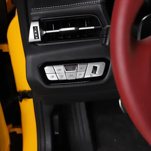 Vista 3 de Daeiclru Cubierta de panel de interruptor de faros compatible con Toyota Supra GR A90 A91 MK5 2019-2022, calcomanía de aleación para botón