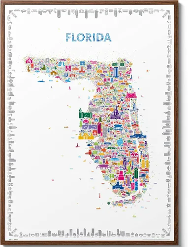 Vista 24 de Alfalfa NY - Arte de pared icónico de Florida, 18 x 24 pulgadas, sin marco, impresión artística retro brillante y colorida del estado del sol