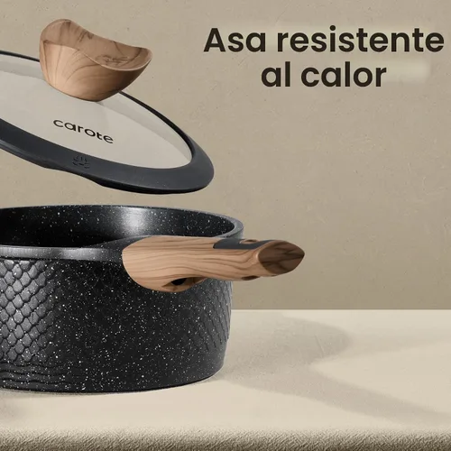 Vista 6 de CAROTE Juego de 26 piezas de ollas y sartenes antiadherentes, juego de utensilios de cocina ollas y sartenes de inducción, cocina antiadherente