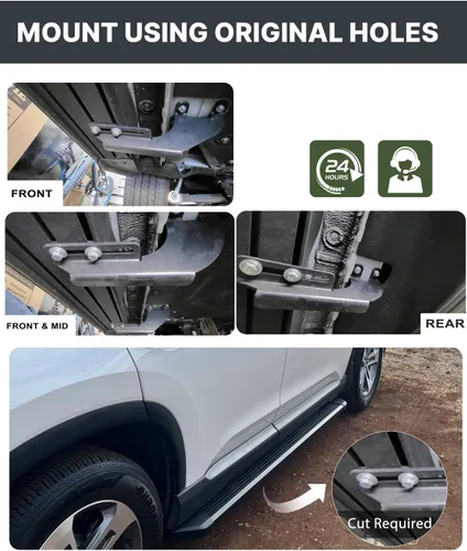 Vista 8 de Estribos Snailfly para Honda Pilot 2023-2026, pasos laterales de aluminio con capacidad de carga de 600 LBS 600 LBS Load, No-Drill Step Rails with