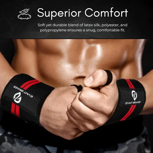 Vista 2 de EVMT Premium Wrist Wraps for Weightlifting Durable Lifting Straps for Enhanced Wrist Support Perfect for Strength Training, Gym Workouts &