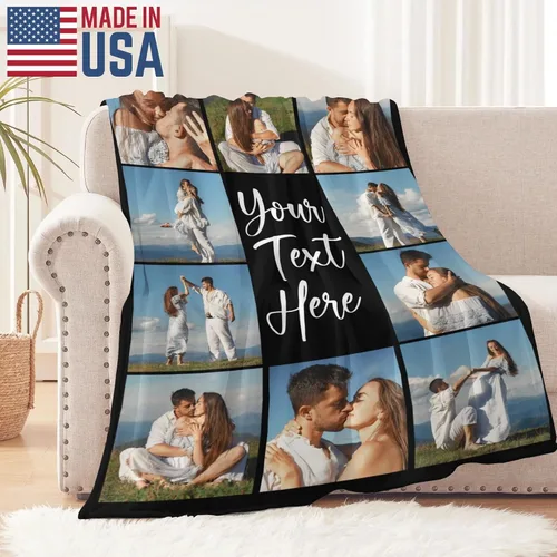 Vista 2 de Manta personalizada con foto, manta personalizada con imagen, regalos personalizados para pareja, mamá, papá, novia, novio, amigo, cumpleaños