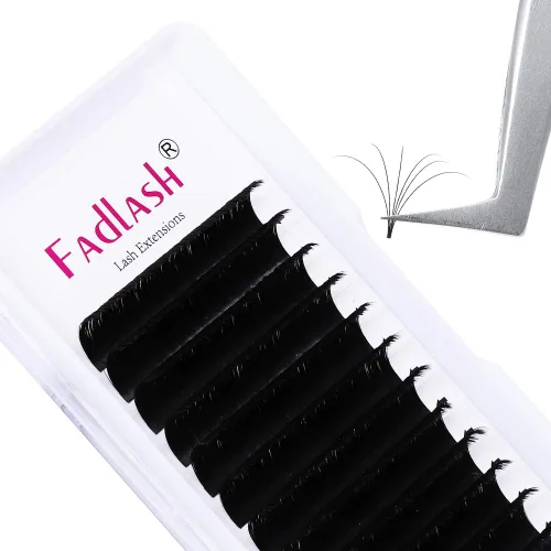 Vista 11 de Extensiones de Pestañas Rizo B Fácil Florecimiento Extensión de Pestañas Negro Mate Extensiones de Pestañas de Volumen Rápido Florecimiento Pestañas
