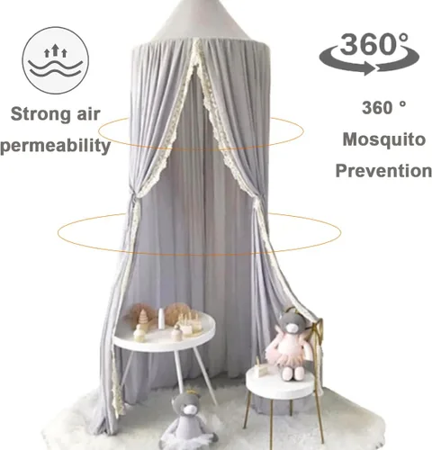 Vista 2 de Toldo de cama con cúpula de princesa, mosquitera suave, cortinas de cama para colgar decoración de la casa para jugar al rincón de lectura Naranja