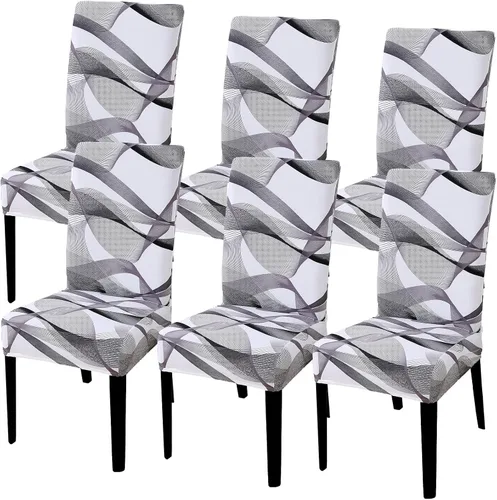 Vista 47 de Juego de 4 fundas para sillas de comedor, elásticas de elastano estampadas, fundas para sillas de comedor, lavables, extraíbles para sillas Parsons