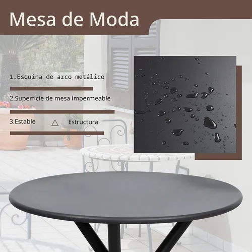 Vista 5 de Shintenchi Juego de 3 piezas de bistró de patio, juego de bistró de tela de textileno para exteriores, sillas de porche delantero de tela de Negro
