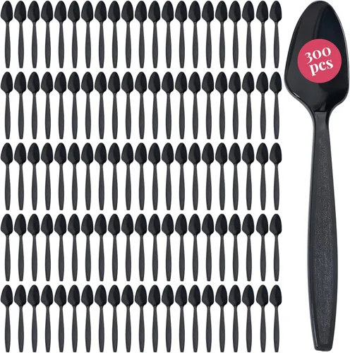 Vista 8 de Prestee Paquete de 100 cucharas de plástico transparente a granel, cucharas de plástico resistentes de 6 pulgadas para bodas, fiestas y eventos