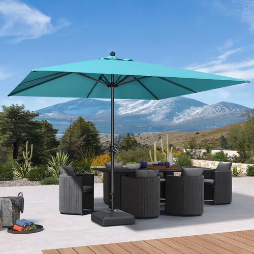 Vista 25 de PURPLE LEAF - Sombrilla de patio rectangular de 6' x 4', sombrilla de mesa para exteriores con marco de aluminio, sombrilla de mercado, sombrilla