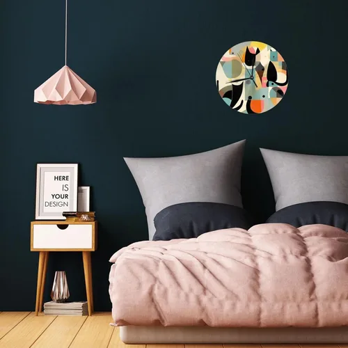 Vista 4 de Mid-Century Modern Art Cat Wall Clock 10 Inch Silent Non-Ticking Modern Clocks Battery Operated - Analog Clock Classic Round Clocks Home Decor for