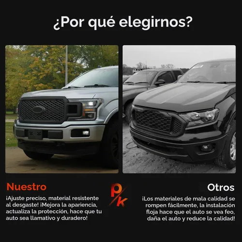 Vista 5 de Parrilla de parachoques delantera en forma de panal compatible con Ford F150 2018-2020 Agate Black, reemplazo para JL3Z8200SL