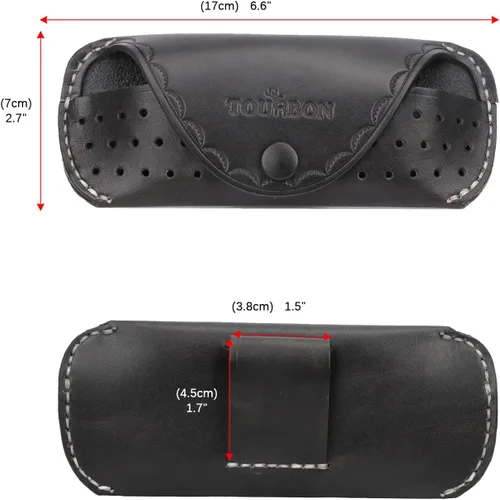 Vista 5 de Tourbon Portable Leather Eyeglasses Case For 6 inch Glasses Eyewear Sunglasses Holder WBelt Loop