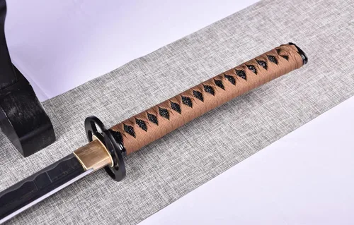 Vista 7 de Katana de acero de aluminio hecha a mano Hoja roma Espada japonesa Samurai Práctica Iaido Bushido Cuchillo