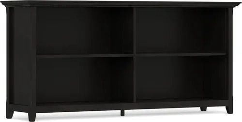 Vista 27 de SIMPLIHOME Amherst - Librero de 70 pulgadas de alto con 5 estantes de madera maciza en color marrón rústico, almacenamiento transicional para sala