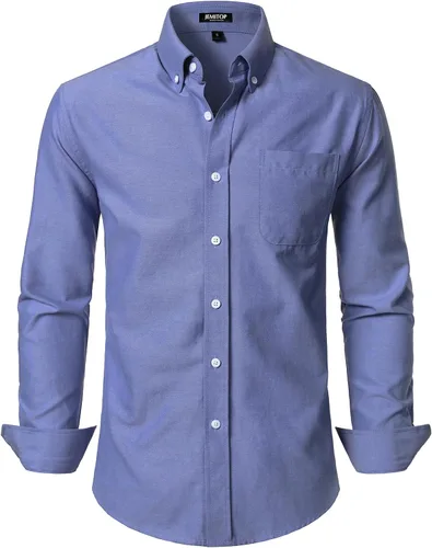 Vista 8 de JEMITOP Camisas de manga larga Oxford ligeras para hombre
