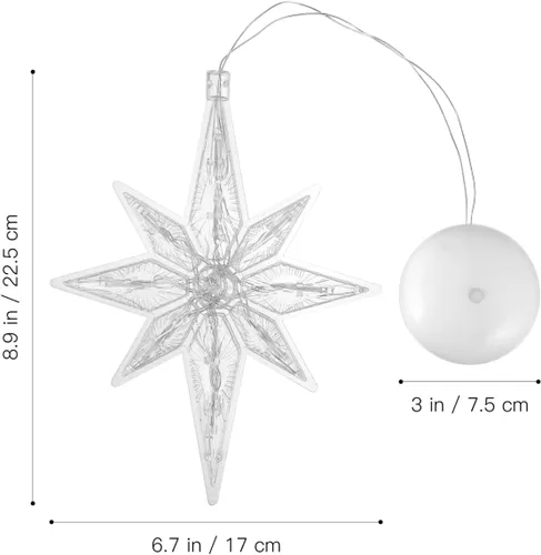 Vista 2 de Uonlytech Luz de ventana de estrella de Navidad, luces LED de estrella colgantes de Navidad con ventosa, funciona con pilas, luz de estrella