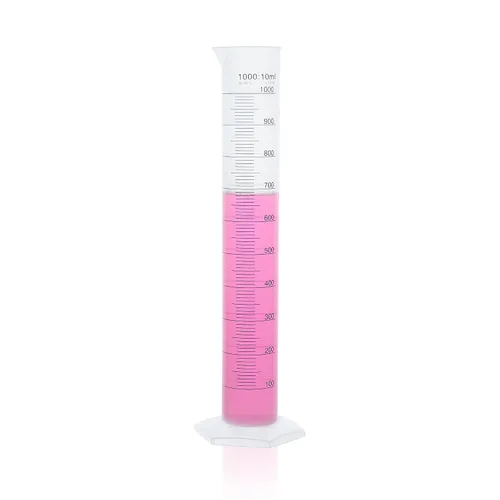Vista 8 de Juego de cilindros de medición de 33.8 fl oz con cepillo de limpieza, vidrio de borosilicato, base hexagonal y pico, clase B, LVE008