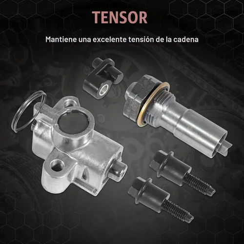Vista 3 de Kit de cadena de distribución 94201S con tensor, riel de guía, piñón de manivela, piñón de eje Compatible con Chevy Malibu Equinox Buick LaCrosse L4
