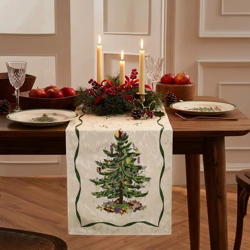 Vista 2 de Spode - Camino de mesa, accesorios decorativos de cocina, decoración del hogar festivo (Colección Árbol de Navidad Spode, 14" x 108")