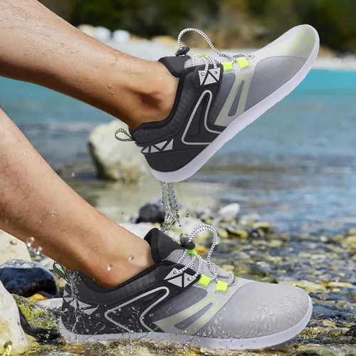 Vista 2 de L-RUN Zapatos de agua para hombre y mujer, zapatos de agua descalzos para senderismo, secado rápido, calcetines acuáticos para natación, buceo