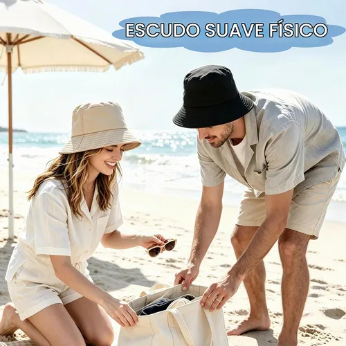 Vista 4 de Paquete de 3 sombreros de verano unisex para actividades al aire libre 3 Negro/Blanco/Beige
