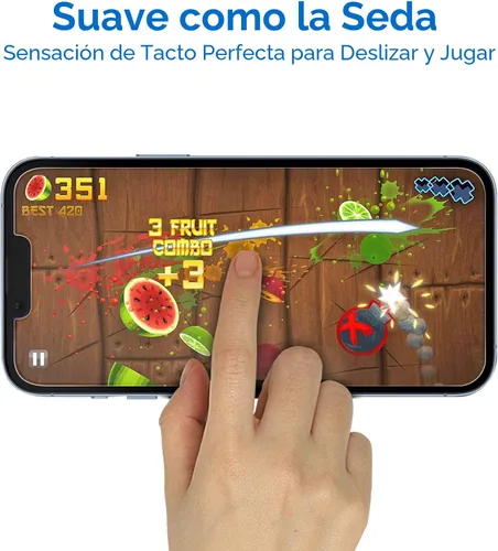 Vista 3 de Mothca Protector de pantalla de vidrio mate para iPhone 16e / iPhone 14 / iPhone 13 / iPhone 13 Pro [6.1 pulgadas] vidrio templado antirreflejos