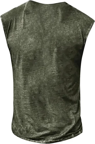 Vista 3 de Camisas grandes y altas para hombre, sin mangas, floral, tallas grandes y altas, ajustadas, para trabajo militar