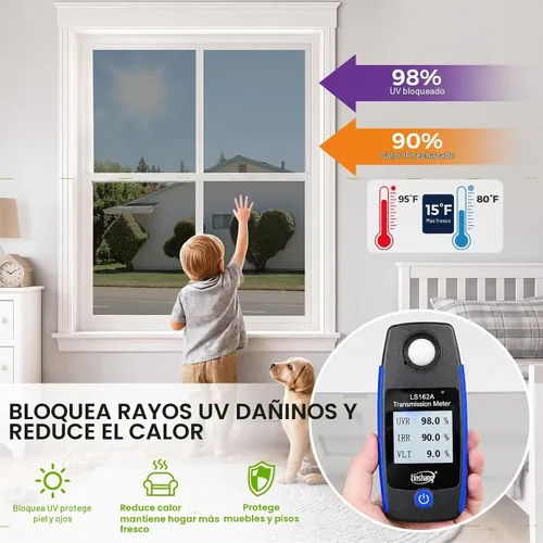 Vista 2 de Coavas Película de Privacidad Unidireccional para Ventanas con Herramientas, Película Adhesiva con Tinte para Ventanas Antirrotura para el Hogar