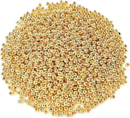 Vista 7 de DECYOOL 1200Pcs 4mm 6mm 8mm Gold Round Beads for Spacer Bracelet Making Dorado