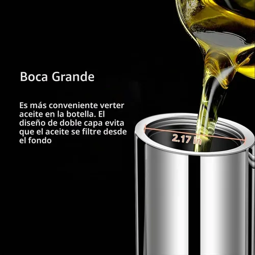 Vista 4 de Sumerflos Botella dispensadora de aceite de oliva de acero inoxidable, 16.9 fl oz/17 oz, recipiente de almacenamiento de aceite de vertido sin goteo